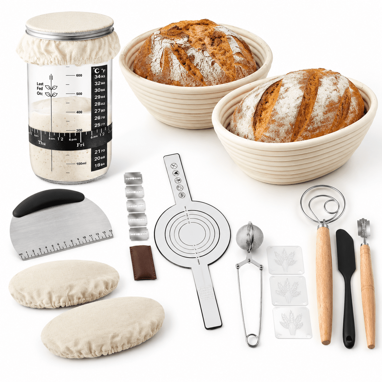 Complete Sourdough Starter Kit for Beginners with Fermentation Jar ...