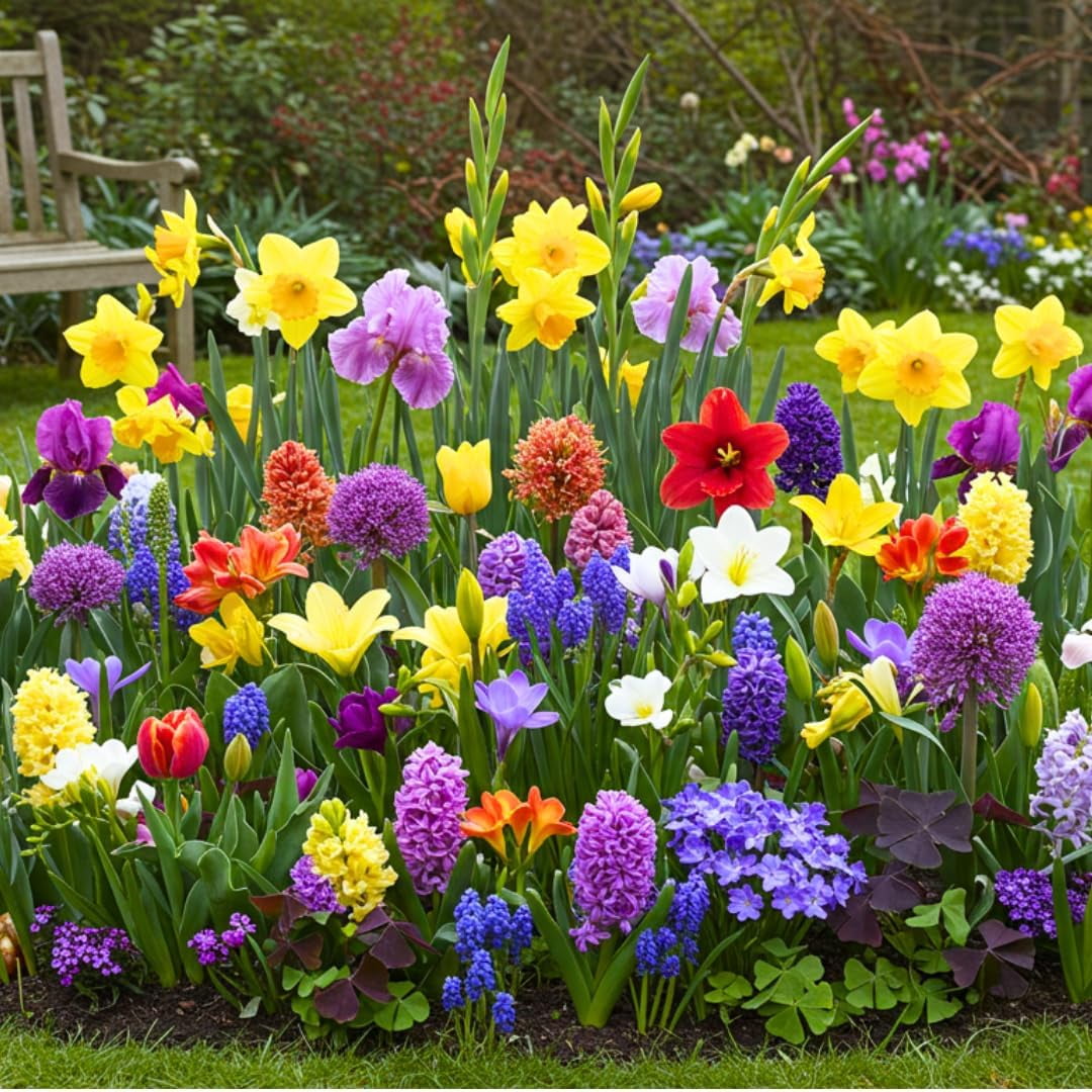 Complete Spring and Fall Flower Garden | 50 Fresh Bulbs | Bloom All Spring and Summer, Easy to Grow Flower Bulb, Indoor/Outdoor