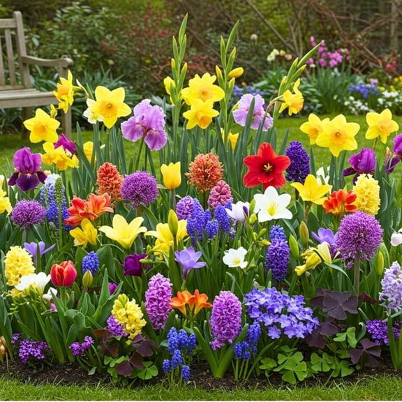 Complete Spring and Fall Flower Garden | 50 Fresh Bulbs | Bloom All Spring and Summer, Easy to Grow Flower Bulb, Indoor/Outdoor