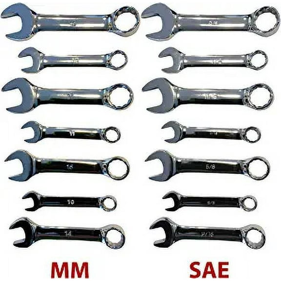 Complete Stubby Combination Wrench Set (SAE & MM)