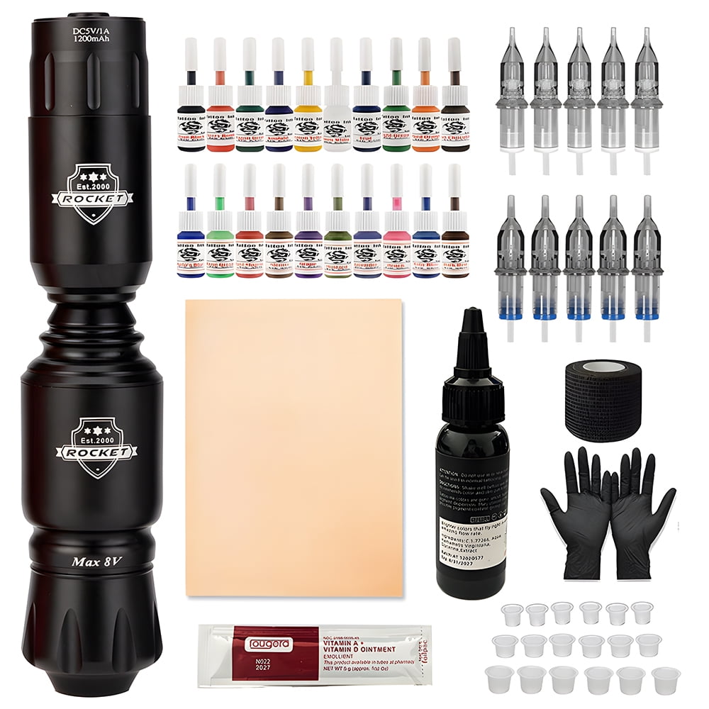 Complete Tttooing Gun, Wireless Tttooed Machine Kit with Power Supply, 1200mAh Rechargeable Cordless TttooPen for Beginners & Artists