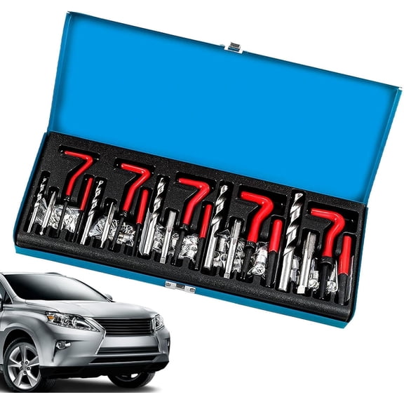 Complete Thread Repair Kit 131-Piece, Engine Block Thread Restoration Set with Coil Drill Bits & Inserts (M5 M6 M8 M10), Automotive Maintenance Tool for Screw Thread Repair(RL 1 Set)
