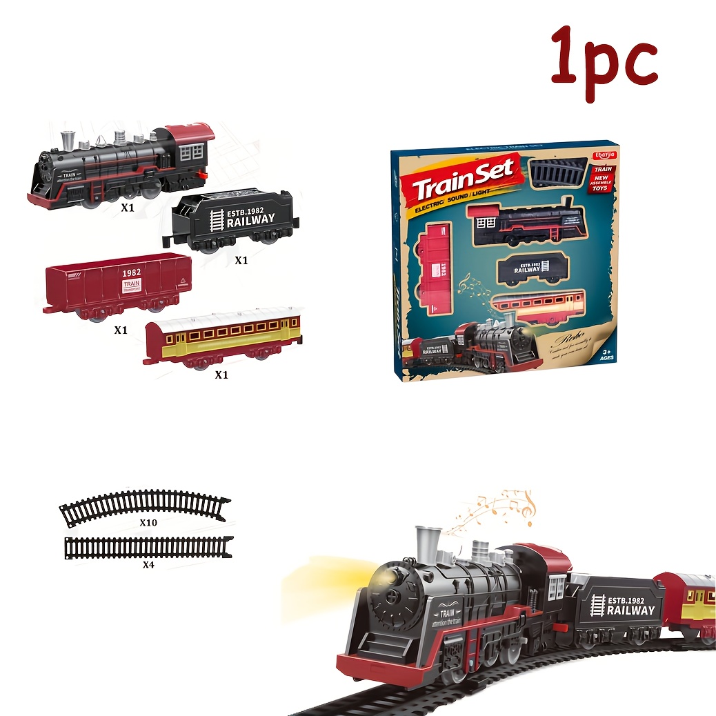 [Complete Train Set with Lights] Vintage Steam Engine & Long Track ...