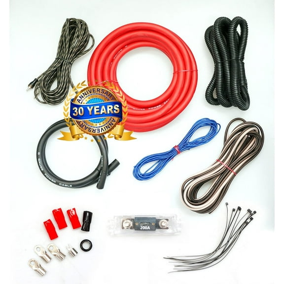 Complete True Premium 0 Gauge Complete Amp Wiring Kit  Car Audio Wire  Cable
