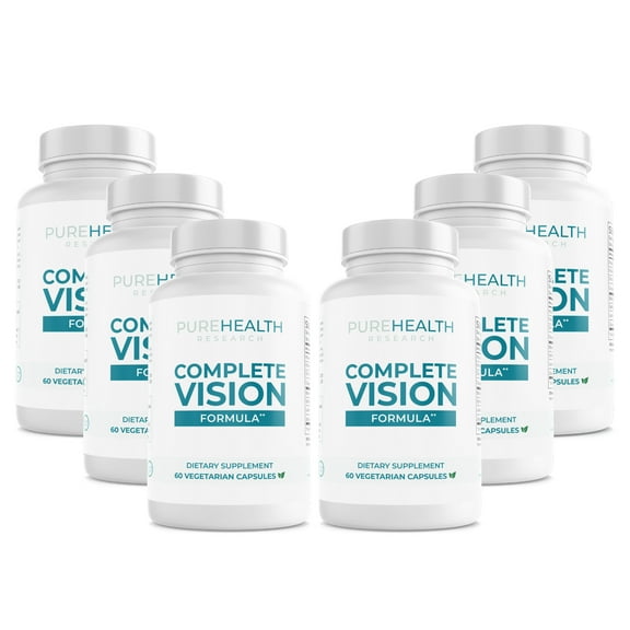Complete Vision Formula by PureHealth Research - Natural Eye Vitamins with Lutein and Zeaxanthin, 6 Bottles
