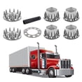 thumbnail image 2 of Semi Truck Chrome Axle Cover Set – Front & Rear With Cylinder Hub Caps & 33mm Lug Nuts By AUTOFUN 2 of 5