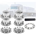 thumbnail image 1 of Complete Wheel Chrome Axle Cover Set - 33mm Threaded Lug Wheel Nut Covers for Semi Truck, Frightliner, Volvo - Removable Hub Caps Kit (2 Front & 4 Rear), 1 of 13