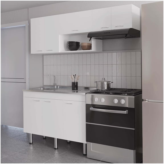 Complete White Kitchen Cabinet Set, Modular Storage for Apartments & Home, Easy Assembly