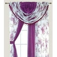 thumbnail image 1 of Complete Window Sheer Voile Floral Curtain Panel Set w/4 Attached Panels 55x63" Each and 2 attached Valances w/Beads and 2 Tiebacks - Easy Installation - Multicolor 63" Purple Blossom Purple, 1 of 7