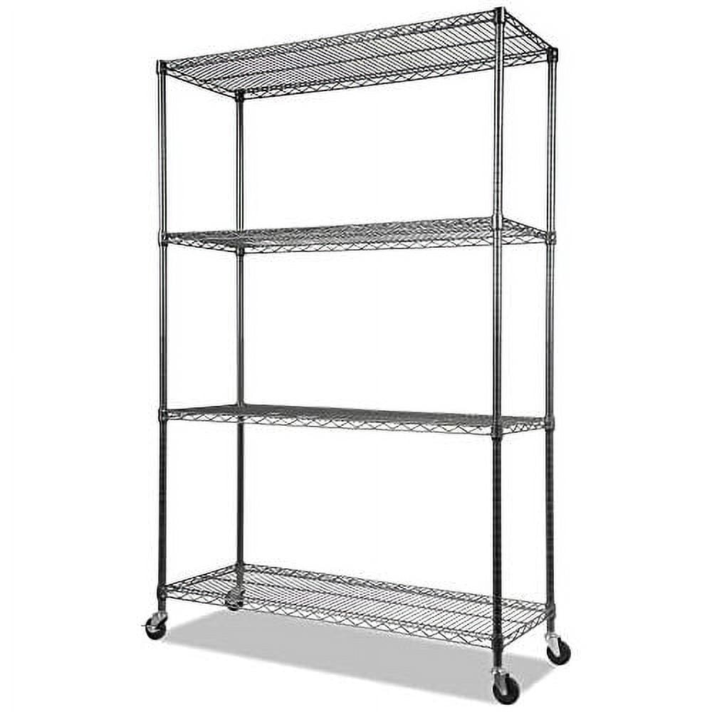 72" Anthracite Black Steel Mobile Shelf Rack with 4 Shelves
