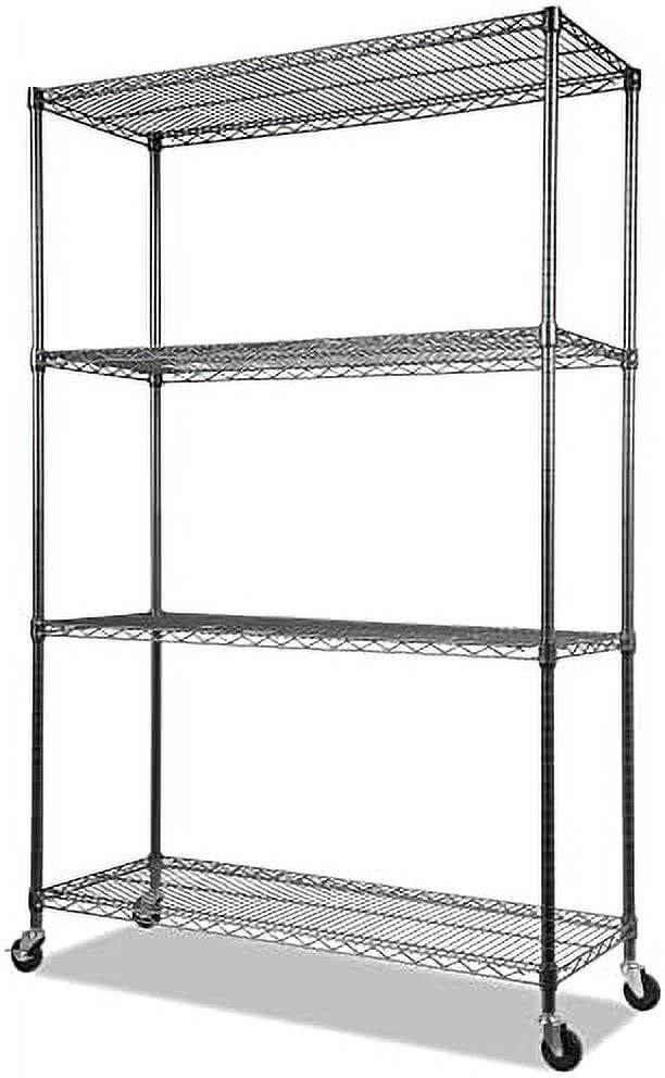 72" Anthracite Black Steel Mobile Shelf Rack with 4 Shelves
