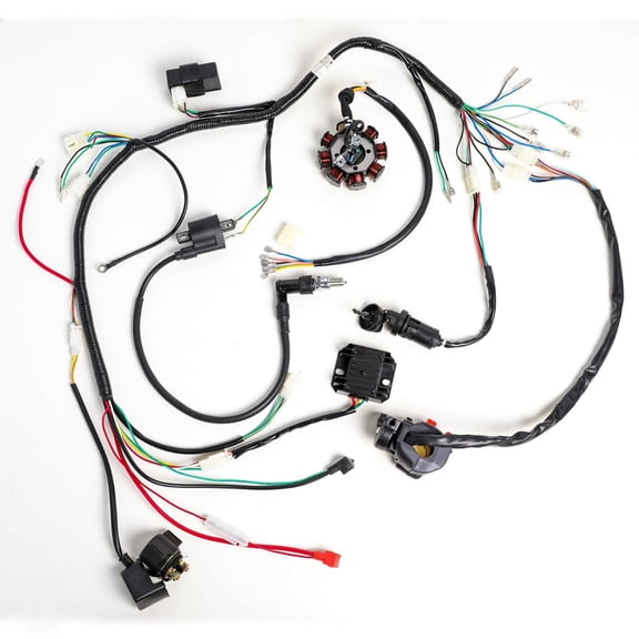 Complete Wiring Harness Kit with Electrics Wire Loom for ATV Quad 4 Wheelers 150cc 200cc 250cc ATV Quad Dirt Bike
