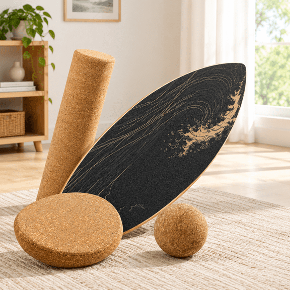Complete Wooden Balance Board with Roller, Ball and Half Ball, 300 Lbs Capacity
