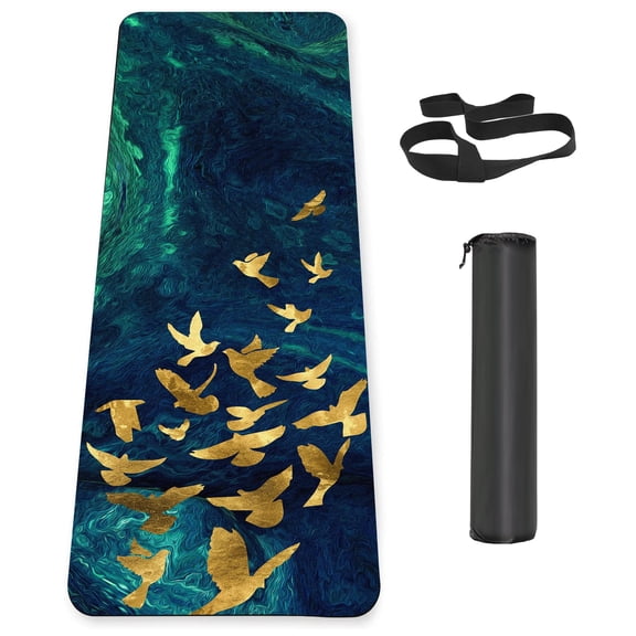 Complete Yoga Mat Set: Non-Slip TPE 72x24 Inch 6mm Thick with Carrying Strap for Workout Pilates