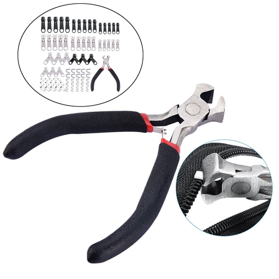 Complete Zipper Repair Tool Kit Black and Silver Sliders, For Clothing, Bags, Tents, Coats, Jeans, 85Pcs
