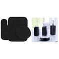 thumbnail image 1 of Complete bathroom set rug mat lid cover with 4 piece ceramic accessories #6 Black plain color, 1 of 3