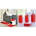thumbnail image 1 of Complete bathroom set rug mat lid cover with 4 piece ceramic accessories #6 Red plain color, 1 of 3