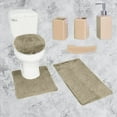 thumbnail image 1 of Complete bathroom set rug mat lid cover with 4 piece ceramic accessories #6 TAN plain color, 1 of 3
