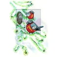 thumbnail image 1 of Complete counted cross stitch kit - greetings card "Bullfinches" 6267, 1 of 2