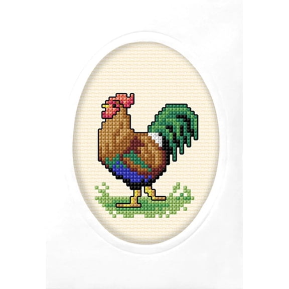 Complete counted cross stitch kit - greetings card "Rooster" 6313