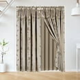thumbnail image 1 of Taupe Complete Lxury Window Curtain Set 2 Panels 60 " Wide X 84" Length each Rod Pocket Floral Design for Large Window Any Room Nada, 1 of 5