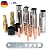 Complete wearing parts MB 15/150 set for MIG/MAG welding with gas nozzle, nozzle holder, and current nozzle E Cu M6 0.8 mm cylinder suitable for DIY