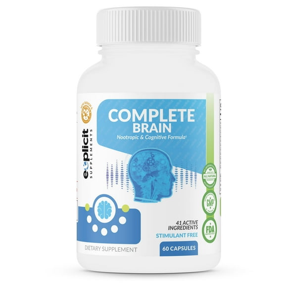 CompleteBrain Nootropics - Achieve Mental Dominance - Improves Memory, Mood, Focus, Clarity and Creativity - Month Supply