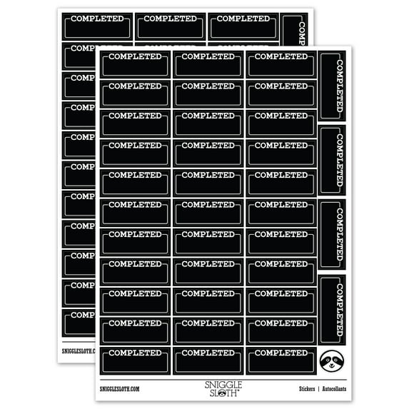 Completed Blank Box for Date Signature Sticker Set - Black - Gloss Finish - 1.5" Small