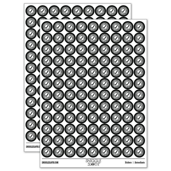 Completed Check Mark Teacher School 200+ Round Stickers - Black - Gloss Finish - 0.50" Size