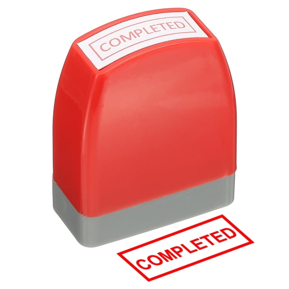 Completed Notice Stamp Self Inking, Red Ink Office Stamps Pre Inked Message Stamp Refillable Business Stamp, Red