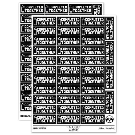 Completed Together Pencil Teacher Student School Sticker Set - Black - Gloss Finish - 1.5" Small