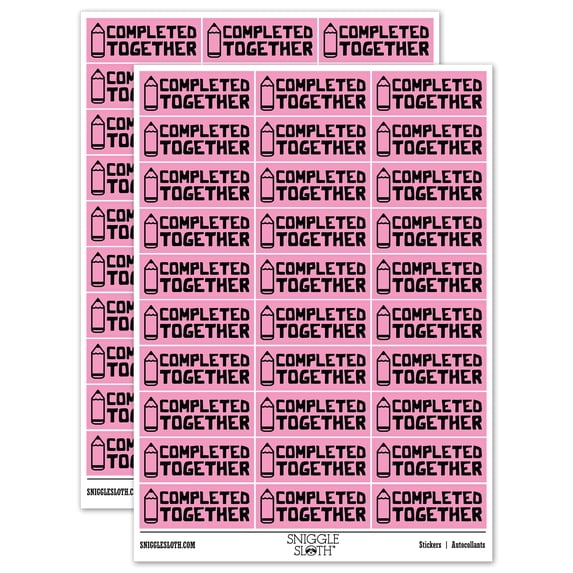 Completed Together Pencil Teacher Student School Sticker Set - Light Pink - Matte Finish - 1.75" Medium