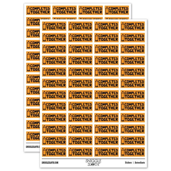 Completed Together Pencil Teacher Student School Sticker Set - Orange - Matte Finish - 1.25" Mini
