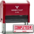 thumbnail image 1 of Completed With By Date Line (Rosette) Self Inking Rubber Stamp (Red Ink) - Q-400, 1 of 1