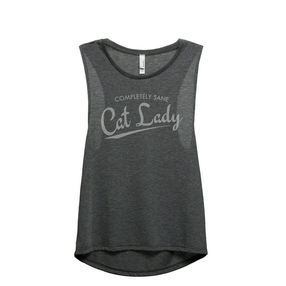 Completely Sane Cat Lady Women's Fashion Sleeveless Muscle Workout Yoga Tank Top Charcoal Grey Small