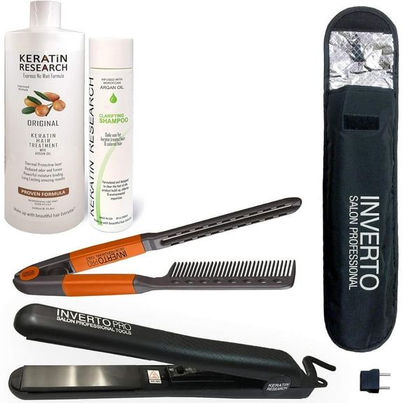 Complex Brazilian Keratin Hair Treatment Kit with Argan Oil Blowout Treatment Natural Organic Results Straightening and Smoothing Hair Keratina Brasilera Para Alisar el Pelo (32oz+10oz+Comb+Iron)
