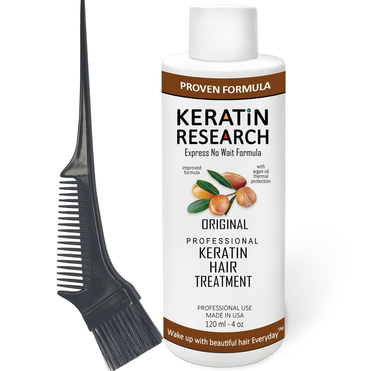 Complex Brazilian Keratin Hair Treatment Kit with Argan Oil Blowout Treatment Natural Organic Results Straightening and Smoothing Hair Keratina Brasilera Para Alisar el Pelo (4oz+Brush/Comb)