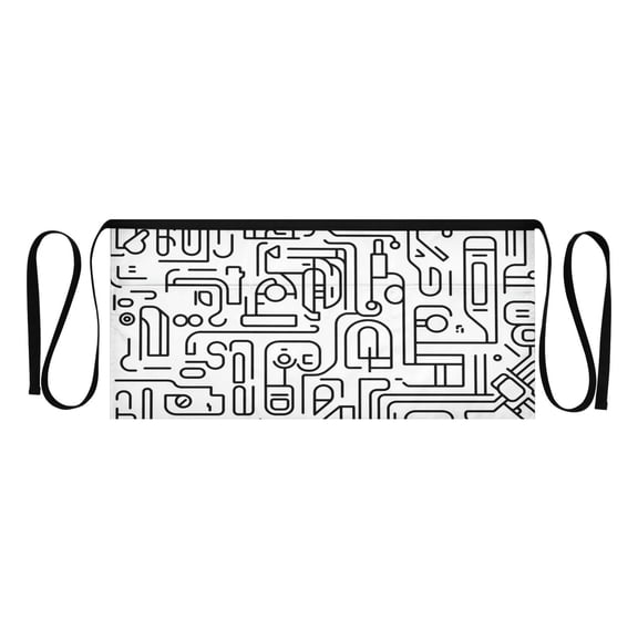 Complex Line Patterns Multi Pocket Short Apron Waterproof, Adjustable 96.5in Belt for various occasions