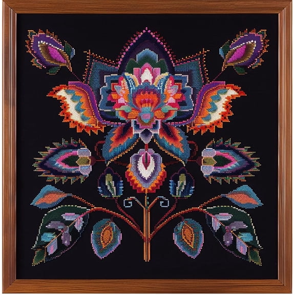 Complex Mandala Pattern Abstract Flower DIY 11CT Stamped Cross Stitch Kits for Beginners Easy Needlepoint Embroidery Counted Cross Stitch Art Craft for Wall Decoration 16x16inch(5)