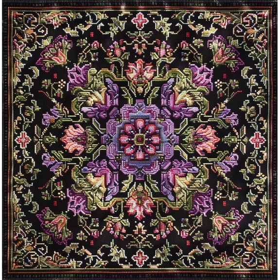 Complex Mandala Pattern Abstract Flower DIY 11CT Stamped Cross Stitch Kits for Beginners Easy Needlepoint Embroidery Counted Cross Stitch Art Craft for Wall Decoration 16x16inch(8)