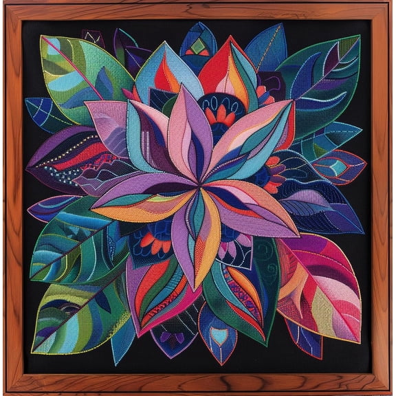 Complex Mandala Pattern Abstract Flower DIY 11CT Stamped Cross Stitch Kits for Beginners Easy Needlepoint Embroidery Counted Cross Stitch Art Craft for Wall Decoration 16x16inch(2)