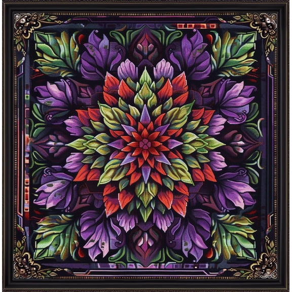 Complex Mandala Pattern Abstract Flower DIY 11CT Stamped Cross Stitch Kits for Beginners Easy Needlepoint Embroidery Counted Cross Stitch Art Craft for Wall Decoration 16x16inch(4)