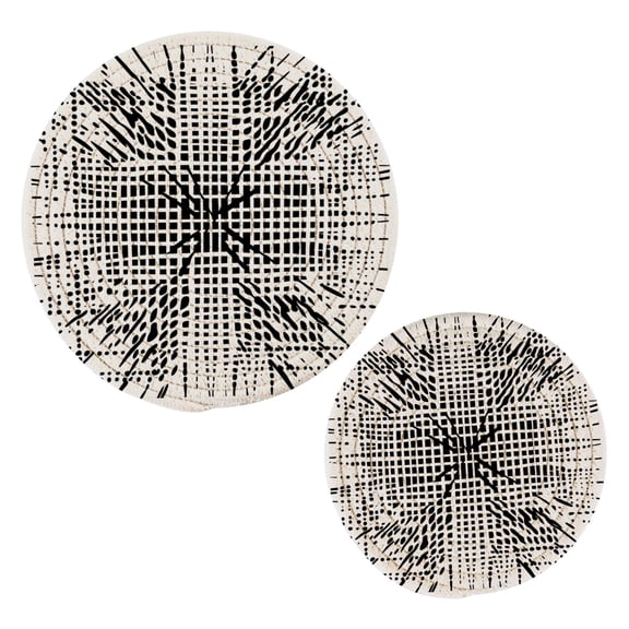 Complex Modern Pattern Cotton Braided Potholders, 2 Pack Heat-Resistant Pads 7.09'' and 9.45''