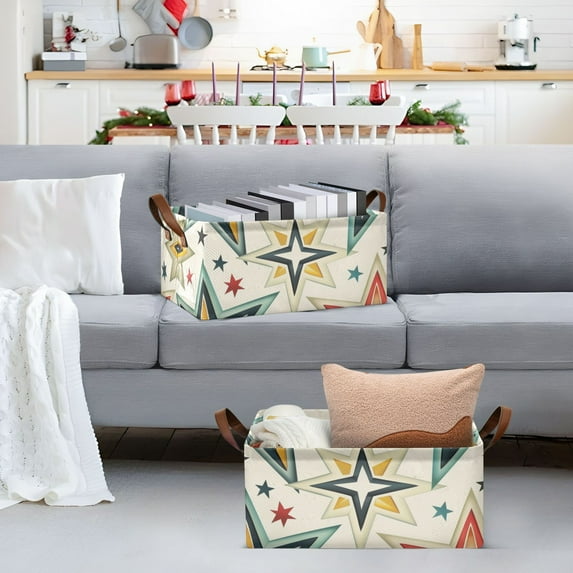 Complex Stars Storage Bins with Handles Foldable Storage Baskets for Shelves Organizer Cloth Baskets