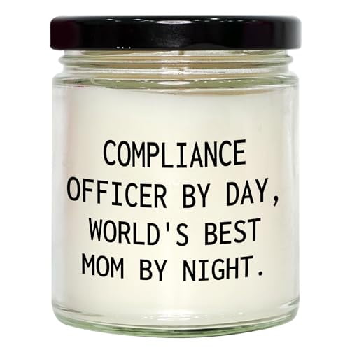 Compliance Officer Gifts: Vanilla Soy Candle by Day, World's Best Mom by Night - Black Lid, 9oz, 85/15 Soy Wax Blend, Sublimation Printed Label - Christmas Unique Gifts from Friends to Family