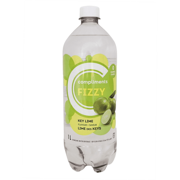 Compliments FIZZY Key Lime Flavored Sparkling Water, 1L/35.2 fl oz