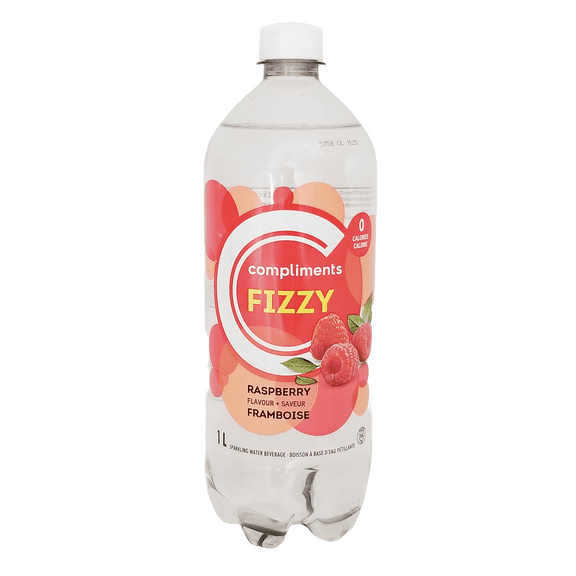 Compliments FIZZY Raspberry Flavored Sparkling Water, 1L/35.2 fl oz