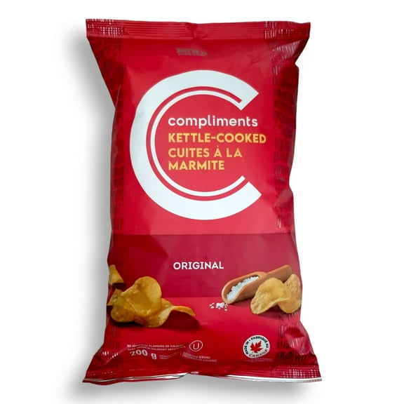Compliments Kettle-Cooked Original Potato Chips, 200g/7.1 oz., Bag