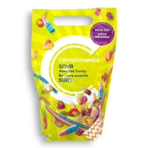 Compliments Mega Mix Sour Assorted Candy, 800g/28.2 oz. Bag