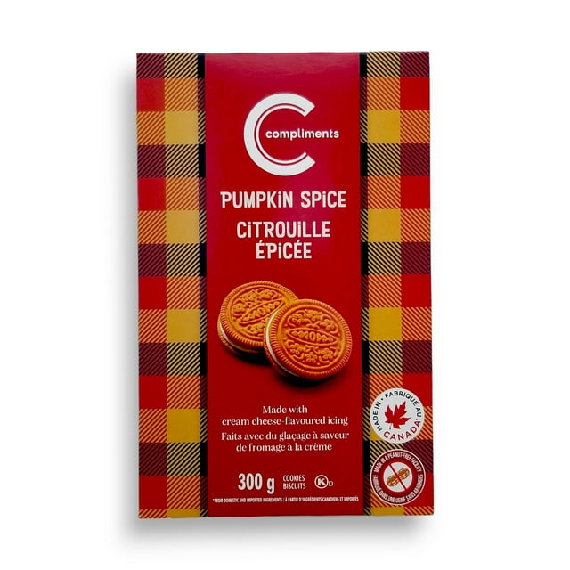 Compliments Pumpkin Spice Sandwich Cookies, 300g/10.5 oz., Box
